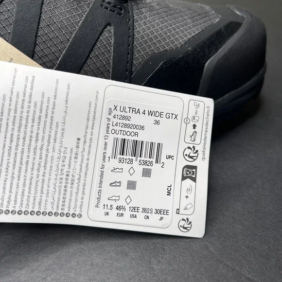 Salomon X Ultra 4 GTX Low Mens Size 12 2E Wide Black Gray Hiking Trail Shoes New - Picture 5 of 11